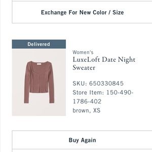 XS Abercrombie LuxeLoft Date Night Sweater Brown